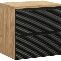 Garnero Arredamenti Mobile Bagno Sospeso-Mobile bagno sospeso 60cm 2 cassetti nero rovere Swim Nero - Rovere