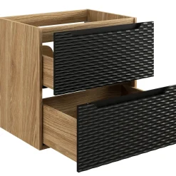 Garnero Arredamenti Mobile Bagno Sospeso-Mobile bagno sospeso 60cm 2 cassetti nero rovere Swim Nero - Rovere