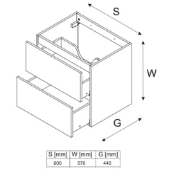 Garnero Arredamenti Mobile Bagno Sospeso-Mobile bagno sospeso 60cm 2 cassetti nero rovere Swim Nero - Rovere