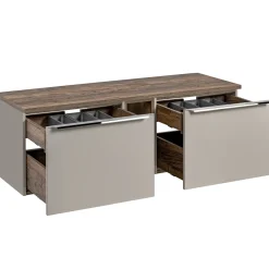 Garnero Arredamenti Mobile Bagno Sospeso-Mobile bagno sospeso 140cm 2 cassettoni e 2 cassetti attrezzati e 2 vani grigio quercia Serif Grigio - Quercia