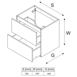 Garnero Arredamenti Mobile Bagno Sospeso-Mobile bagno sospeso 70cm 2 cassetti beige rovere Swim Beige - Rovere