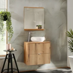 Garnero Arredamenti Mobile Bagno Sospeso-Mobile bagno sospeso 60cm 2 cassetti Rovery Rovere