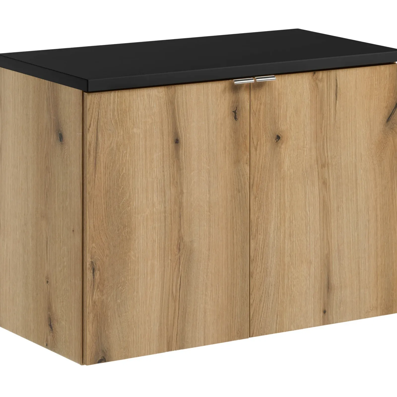 Garnero Arredamenti Mobile Bagno Sospeso-Mobile bagno sospeso 80cm 2 ante rovere nero Rovery Rovere - Nero