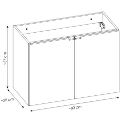Garnero Arredamenti Mobile Bagno Sospeso-Mobile bagno sospeso 80cm 2 ante rovere nero Rovery Rovere - Nero