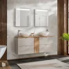 Garnero Arredamenti Mobile Bagno Sospeso-Mobile bagno sospeso 140cm 4 cassetti beige cashmere Neutry
