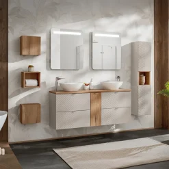 Garnero Arredamenti Mobile Bagno Sospeso-Mobile bagno sospeso 140cm 4 cassetti beige cashmere Neutry