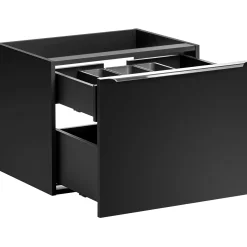 Garnero Arredamenti Mobile Bagno Sospeso-Mobile bagno sospeso 80cm 1 cassettone e 1 cassetto attrezzato e 2 vani nero Serif