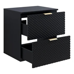 Garnero Arredamenti Mobile Bagno Sospeso-Mobile bagno sospeso 61cm 2 cassetti nero frontali decorati Konny Nero Lucido - Nero opaco