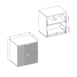Garnero Arredamenti Mobile Bagno Sospeso-Mobile bagno sospeso 61cm 2 cassetti nero frontali decorati Konny Nero Lucido - Nero opaco