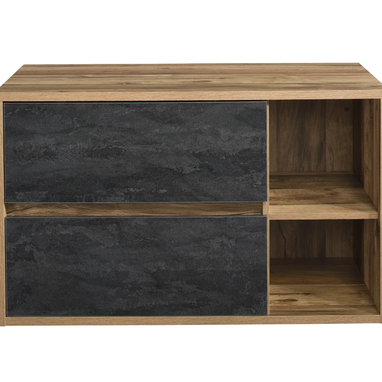 Garnero Arredamenti Mobile Bagno Sospeso-Mobile bagno sospeso 100cm 2 cassetti rovere antracite Stony