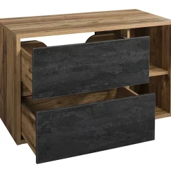 Garnero Arredamenti Mobile Bagno Sospeso-Mobile bagno sospeso 100cm 2 cassetti rovere antracite Stony