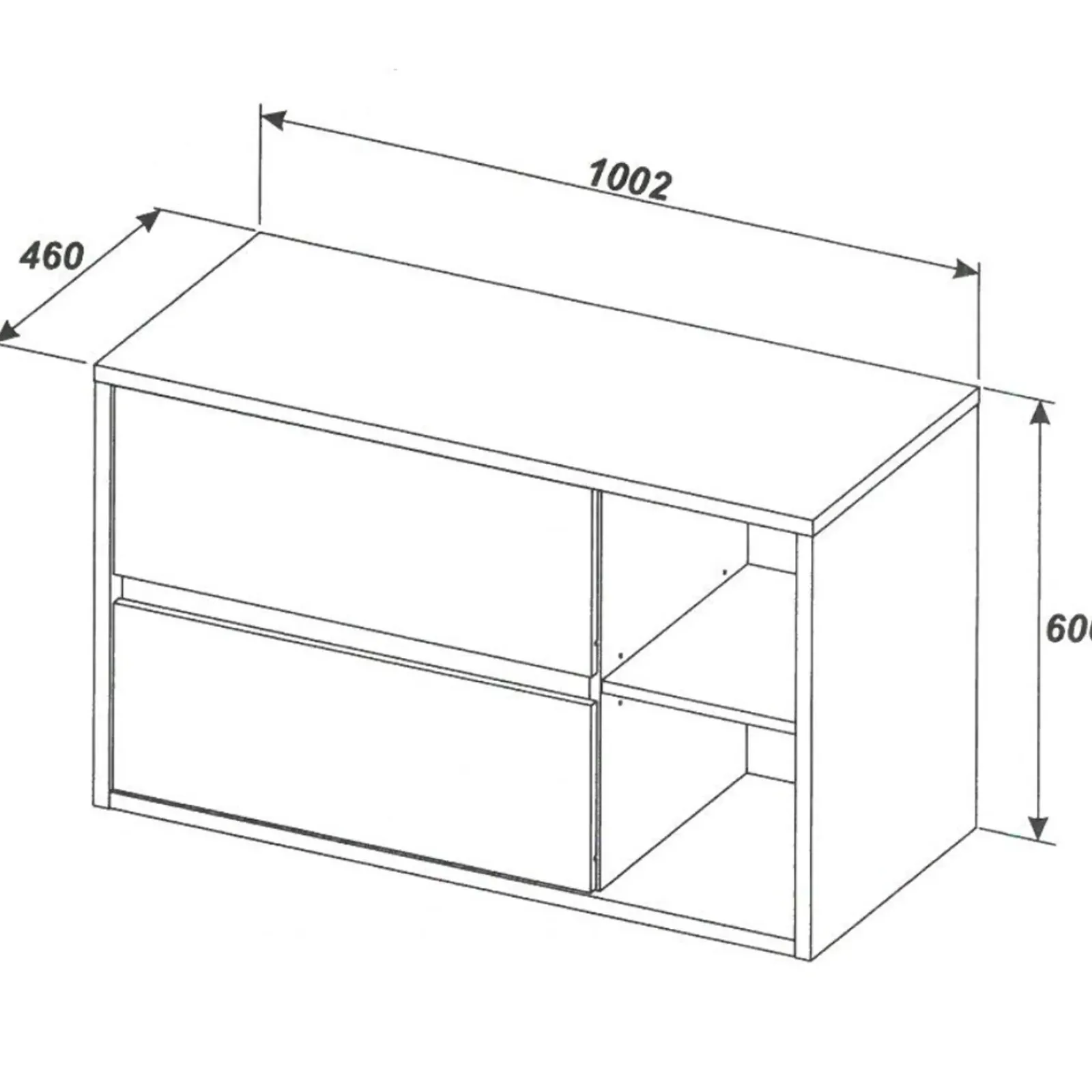 Garnero Arredamenti Mobile Bagno Sospeso-Mobile bagno sospeso 100cm 2 cassetti rovere antracite Stony