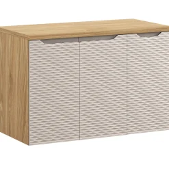 Garnero Arredamenti Mobile Bagno Sospeso-Mobile bagno sospeso 90cm 3 ante beige rovere Swim Beige - Rovere