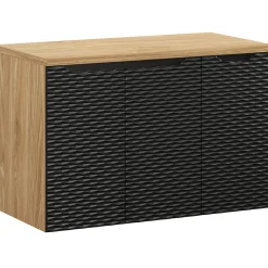 Garnero Arredamenti Mobile Bagno Sospeso-Mobile bagno sospeso 90cm 3 ante nero rovere Swim Nero - Rovere