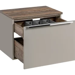 Garnero Arredamenti Mobile Bagno Sospeso-Mobile bagno sospeso 60cm 1 cassettone e 1 cassetto attrezzato grigio quercia Serif