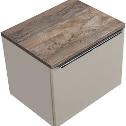 Garnero Arredamenti Mobile Bagno Sospeso-Mobile bagno sospeso 60cm 1 cassettone e 1 cassetto attrezzato grigio quercia Serif