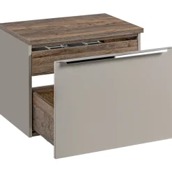 Garnero Arredamenti Mobile Bagno Sospeso-Mobile bagno sospeso 60cm 1 cassettone e 1 cassetto attrezzato grigio quercia Serif