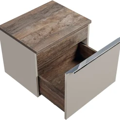 Garnero Arredamenti Mobile Bagno Sospeso-Mobile bagno sospeso 60cm 1 cassettone e 1 cassetto attrezzato grigio quercia Serif