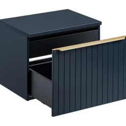 Garnero Arredamenti Mobile Bagno Sospeso-Mobile bagno sospeso 60cm 1 cassettone e 1 cassetto attrezzato cannettato blu Deep