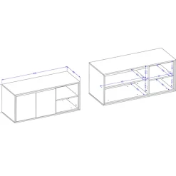 Garnero Arredamenti Mobile Bagno Sospeso-Mobile bagno sospeso 120cm 2 ante e 2 vani a giorno nero Linda Bianco Lucido