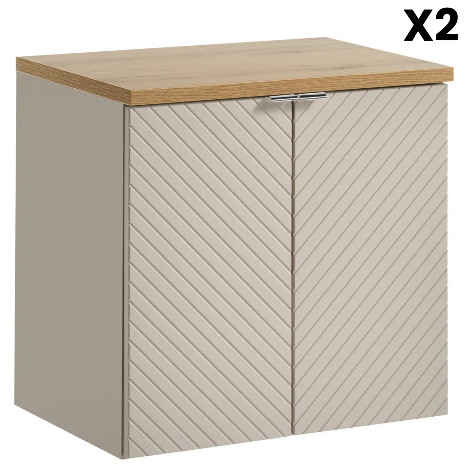 Garnero Arredamenti Mobile Bagno Sospeso-Mobile bagno sospeso 140cm 5 ante beige cashmere Neutry