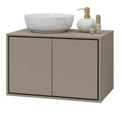 Garnero Arredamenti Mobile Bagno Sospeso-Mobile bagno sospeso 78cm 2 ante nero Linda Tortora
