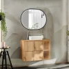 Garnero Arredamenti Mobile Bagno Sospeso-Mobile bagno sospeso 80cm 2 cassetti e vani rovere Rovery