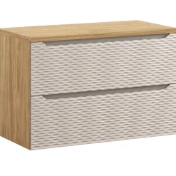 Garnero Arredamenti Mobile Bagno Sospeso-Mobile bagno sospeso 90cm 2 cassetti beige rovere Swim Beige - Rovere