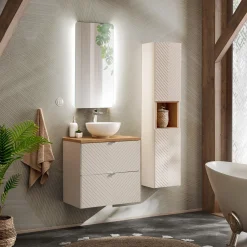 Garnero Arredamenti Mobile Bagno Sospeso-Mobile bagno sospeso 80cm 2 cassetti beige cashmere Neutry