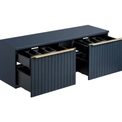 Garnero Arredamenti Mobile Bagno Sospeso-Mobile bagno sospeso 180cm 2 cassettoni e 2 cassetti attrezzati cannettato blu Deep