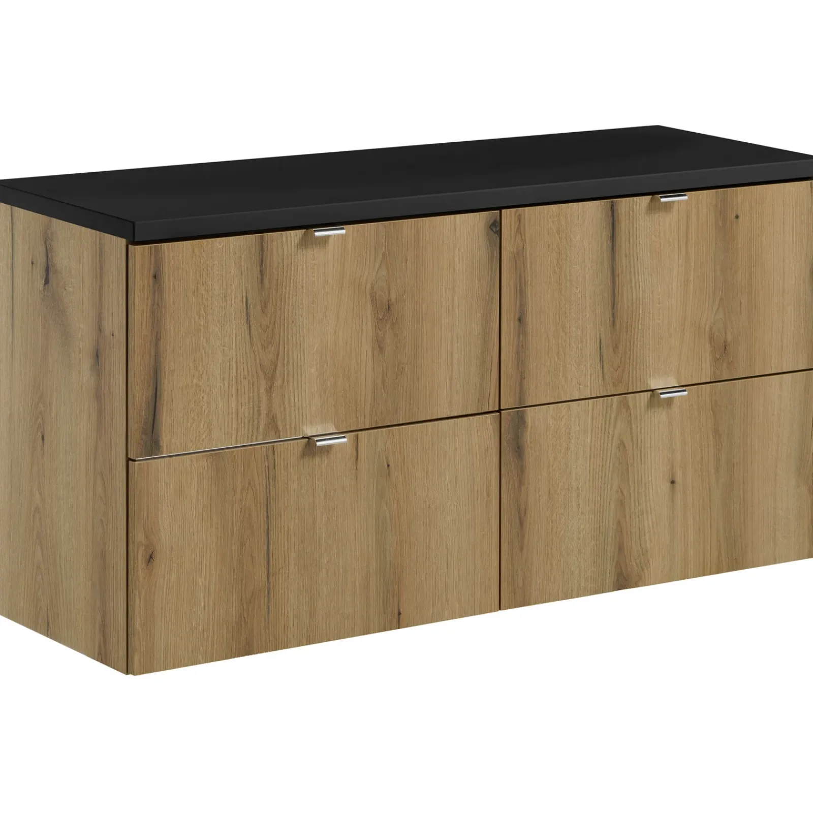 Garnero Arredamenti Mobile Bagno Sospeso-Mobile bagno sospeso 120cm 4 cassetti rovere nero Rovery Rovere - Nero