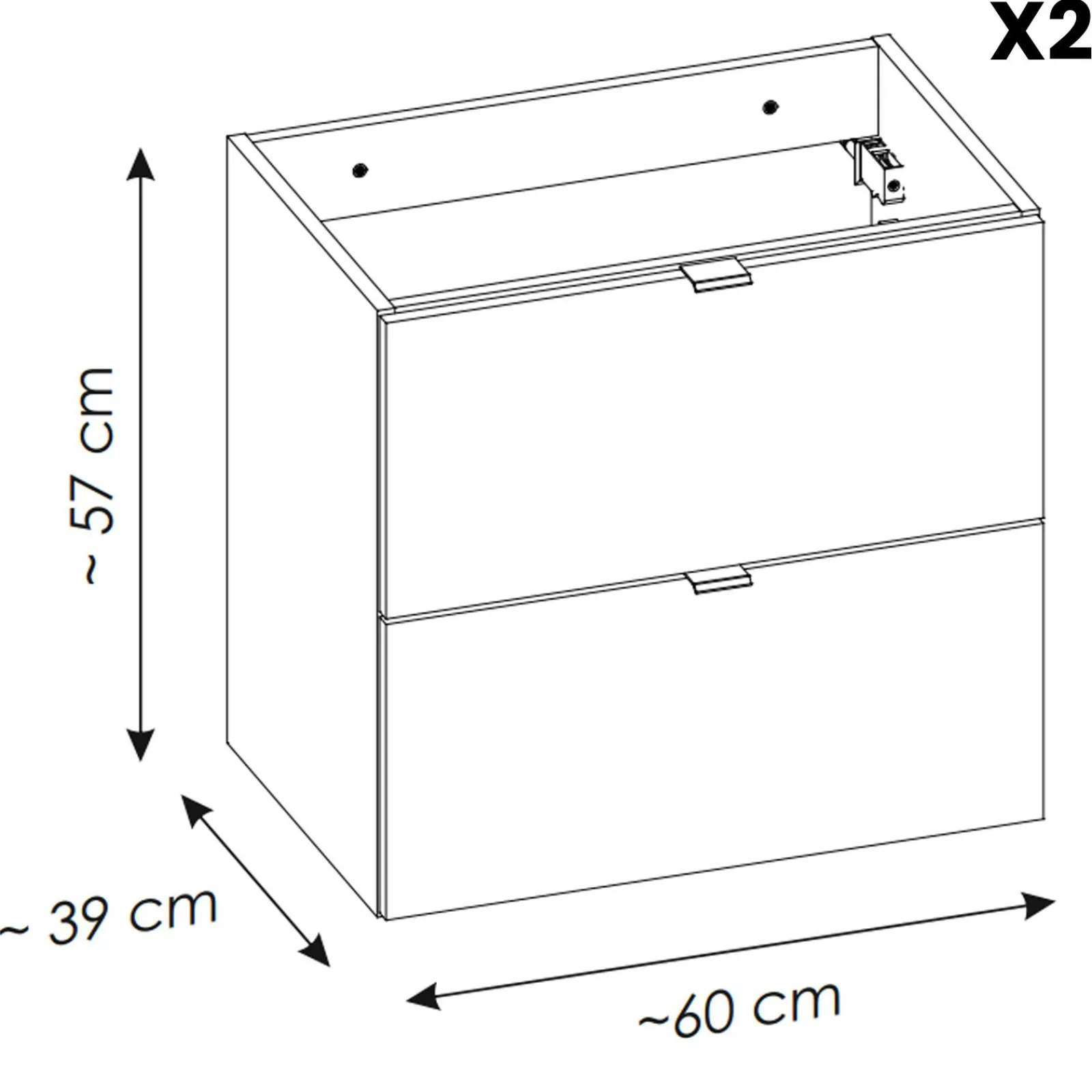 Garnero Arredamenti Mobile Bagno Sospeso-Mobile bagno sospeso 120cm 4 cassetti rovere nero Rovery Rovere - Nero