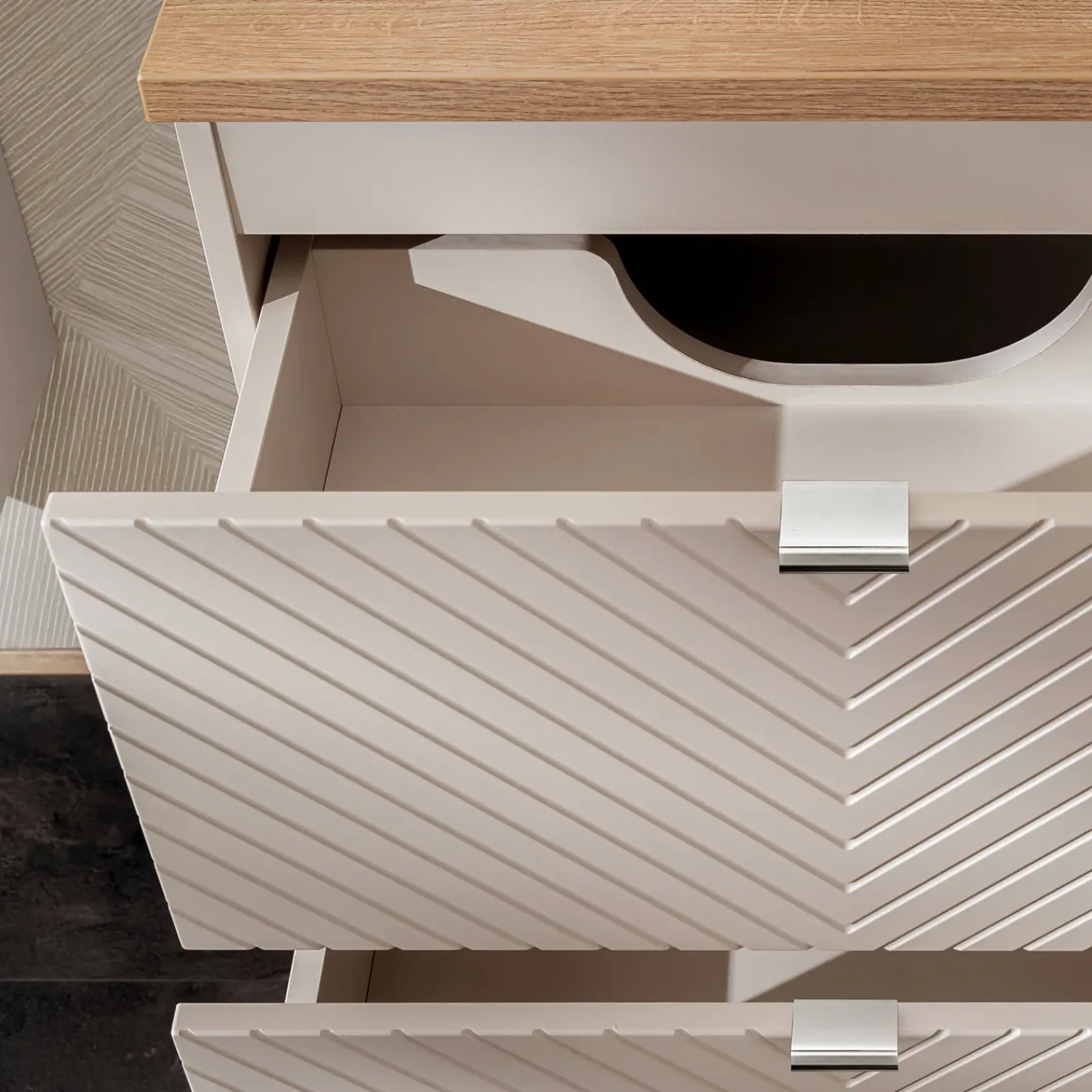 Garnero Arredamenti Mobile Bagno Sospeso-Mobile bagno sospeso 60cm 2 cassetti beige cashmere Neutry