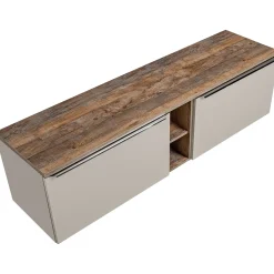 Garnero Arredamenti Mobile Bagno Sospeso-Mobile bagno sospeso 180cm 2 cassettoni e 2 cassetti attrezzati e 2 vani grigio quercia Serif