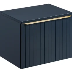 Garnero Arredamenti Mobile Bagno Sospeso-Mobile bagno sospeso 80cm 1 cassettone e 1 cassetto attrezzato cannettato blu Deep