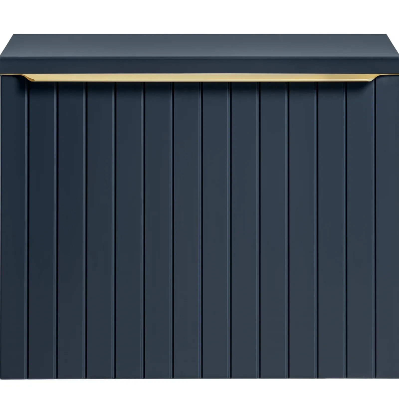 Garnero Arredamenti Mobile Bagno Sospeso-Mobile bagno sospeso 80cm 1 cassettone e 1 cassetto attrezzato cannettato blu Deep