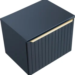 Garnero Arredamenti Mobile Bagno Sospeso-Mobile bagno sospeso 80cm 1 cassettone e 1 cassetto attrezzato cannettato blu Deep