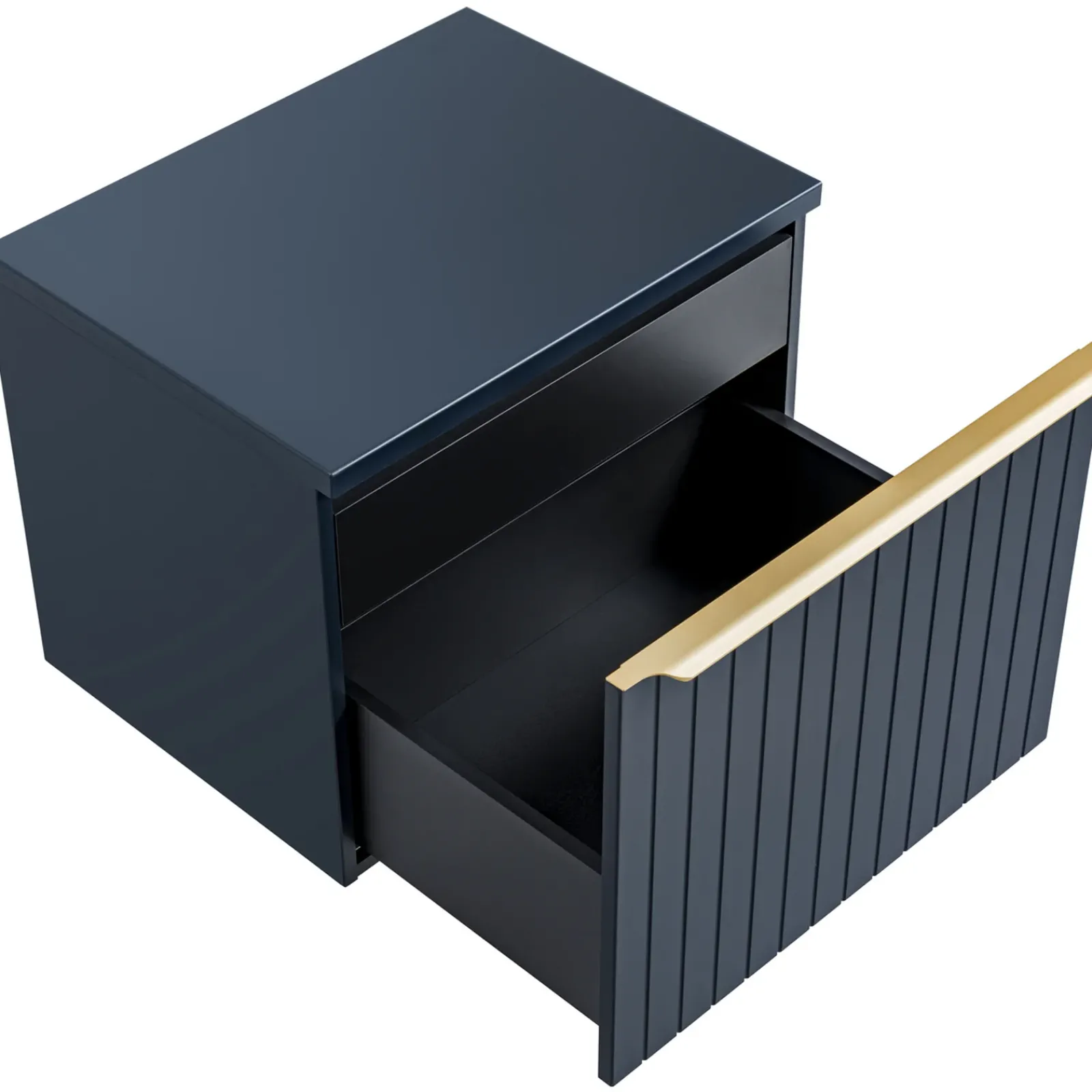 Garnero Arredamenti Mobile Bagno Sospeso-Mobile bagno sospeso 80cm 1 cassettone e 1 cassetto attrezzato cannettato blu Deep