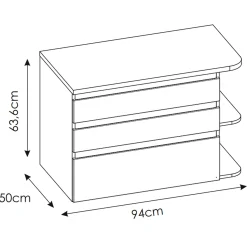 Garnero Arredamenti Mobile Bagno Sospeso-Mobile bagno sospeso 94cm 2 cassetti attrezzati bianco rovere Dual
