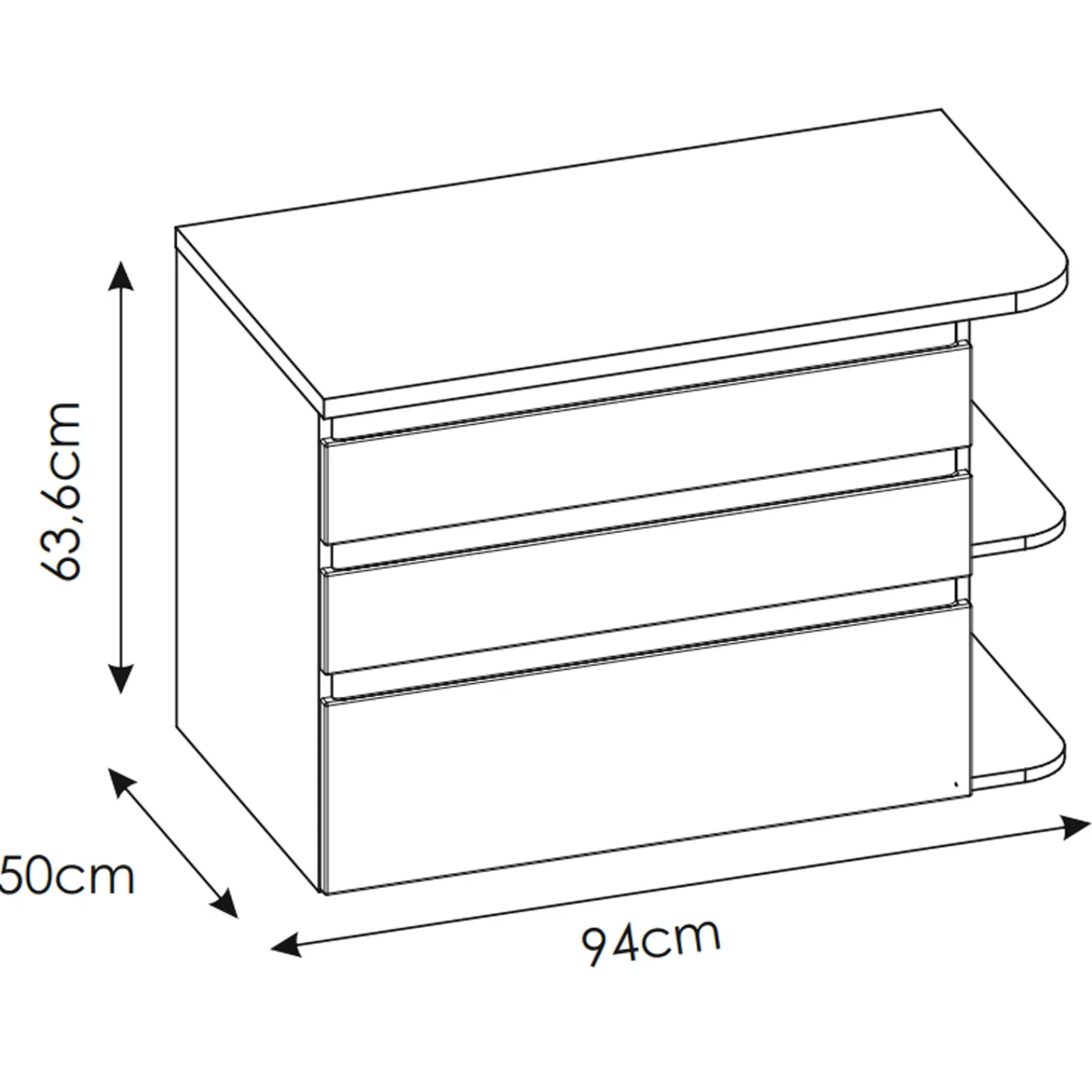 Garnero Arredamenti Mobile Bagno Sospeso-Mobile bagno sospeso 94cm 2 cassetti attrezzati bianco rovere Dual
