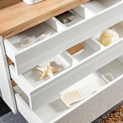 Garnero Arredamenti Mobile Bagno Sospeso-Mobile bagno sospeso 94cm 2 cassetti attrezzati bianco rovere Dual