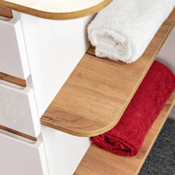 Garnero Arredamenti Mobile Bagno Sospeso-Mobile bagno sospeso 94cm 2 cassetti attrezzati bianco rovere Dual