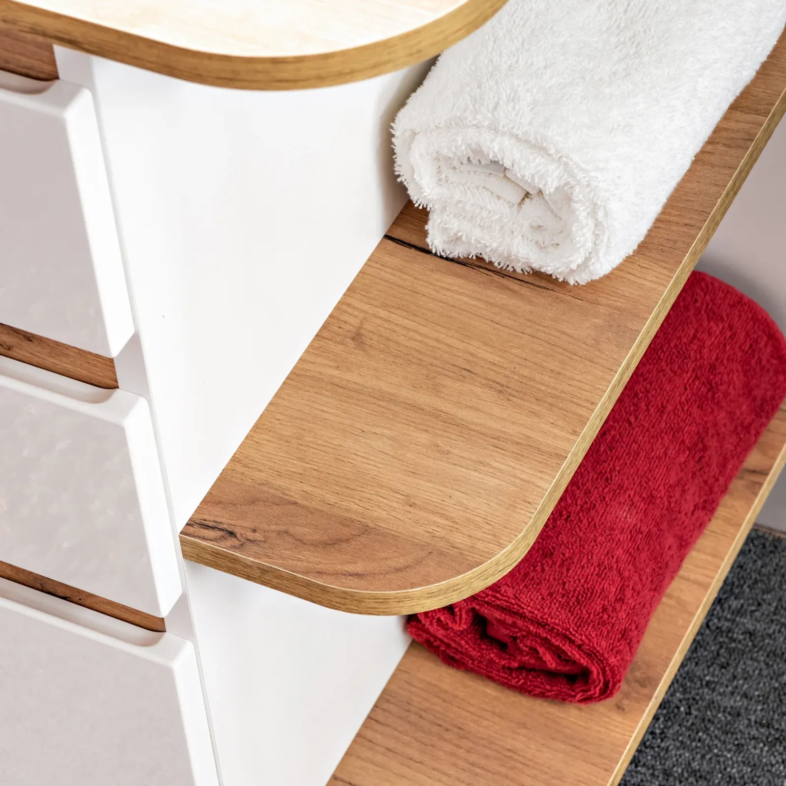 Garnero Arredamenti Mobile Bagno Sospeso-Mobile bagno sospeso 94cm 2 cassetti attrezzati bianco rovere Dual