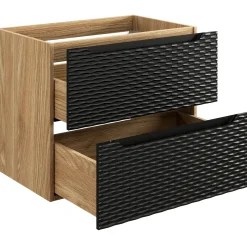Garnero Arredamenti Mobile Bagno Sospeso-Mobile bagno sospeso 70cm 2 cassetti nero rovere Swim Nero - Rovere