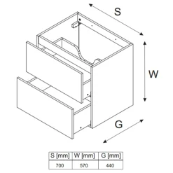 Garnero Arredamenti Mobile Bagno Sospeso-Mobile bagno sospeso 70cm 2 cassetti nero rovere Swim Nero - Rovere