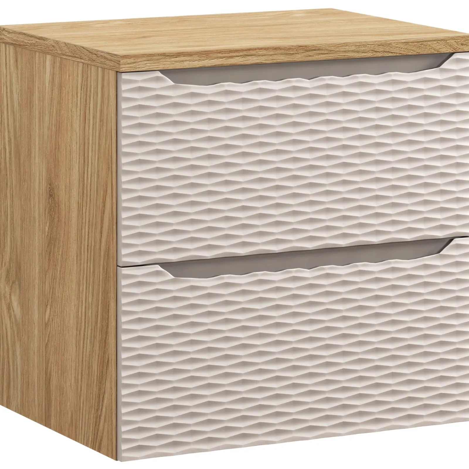 Garnero Arredamenti Mobile Bagno Sospeso-Mobile bagno sospeso 60cm 2 cassetti beige rovere Swim Beige - Rovere