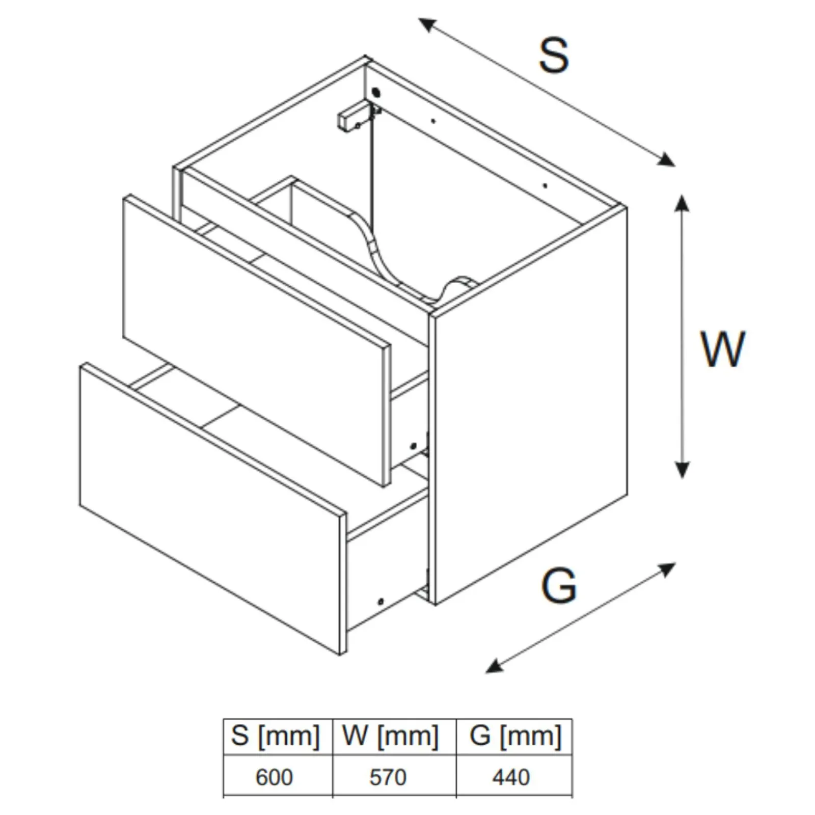 Garnero Arredamenti Mobile Bagno Sospeso-Mobile bagno sospeso 60cm 2 cassetti beige rovere Swim Beige - Rovere