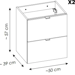 Garnero Arredamenti Mobile Bagno Sospeso-Mobile bagno sospeso 140cm 4 cassetti e portabiancheria rovere nero Rovery Rovere - Nero