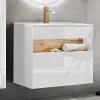 Garnero Arredamenti Mobile Bagno Sospeso-Mobile bagno sospeso 80cm bianco rovere Jachal