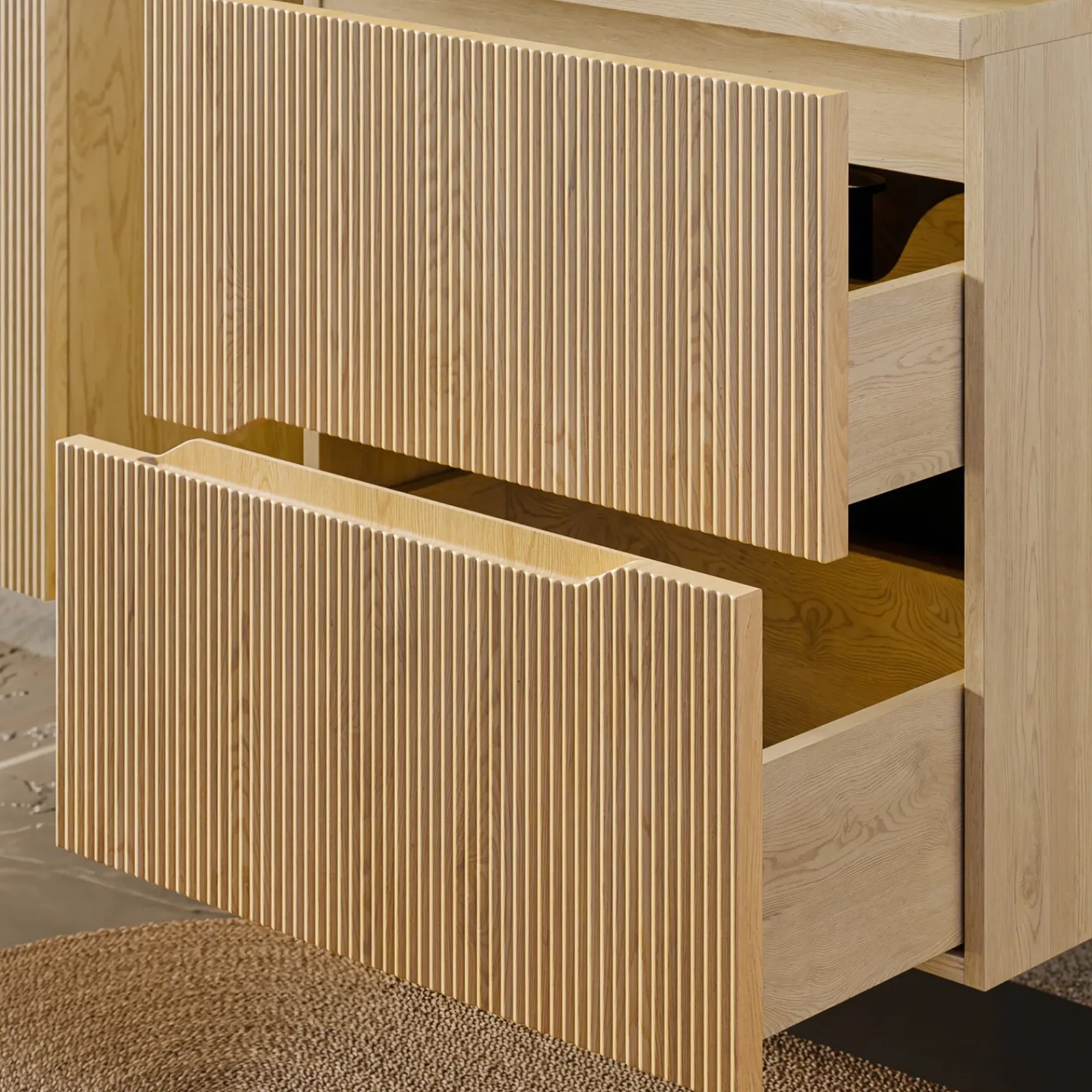 Garnero Arredamenti Mobile Bagno Sospeso-Mobile bagno sospeso 80cm cannettato 2 cassetti rovere Pretty